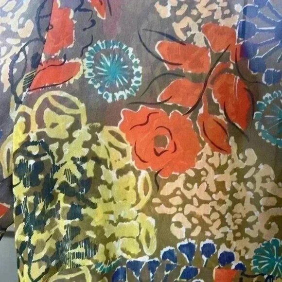 Cabi Shakespeare Floral 3/4 Sleeve Ruffle Kimono Tie Front Size Large - Picture 7 of 9